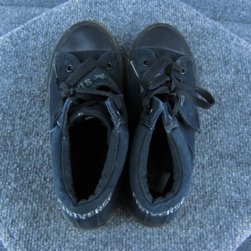 Converse Boys Sneaker Shoes Athletic Black Fabric Lace Up Size Y‎ 3 Medium